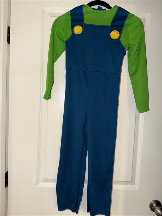 Super Mario Bros Other - Kids Luigi Overalls and Green Top Halloween Costume with Yellow Buttons